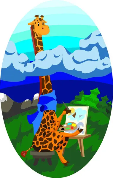 Żyrafa Artysta Kolorowy Wektor Ilustracji — Wektor stockowy