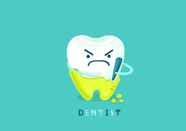 Dent Personnage Dessin Animé Illustration Colorée — Image vectorielle