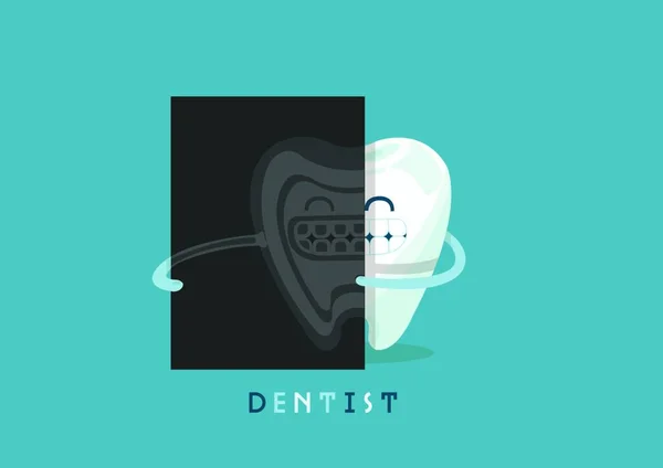 Dent Personnage Dessin Animé Illustration Colorée — Image vectorielle