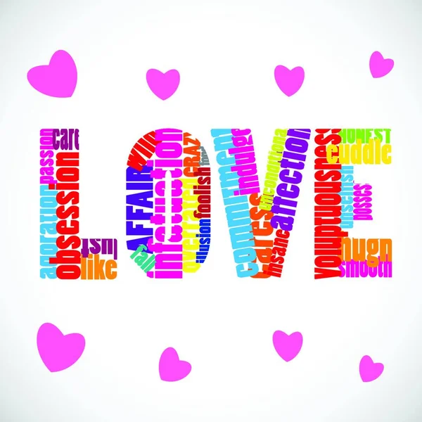 Love Text Colorful Vector Illustration — Stock Vector