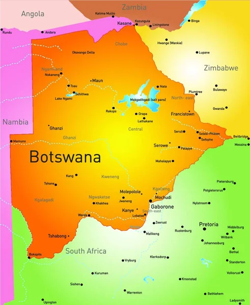 Botswana Mapa Web Simples Ilustração —  Vetores de Stock