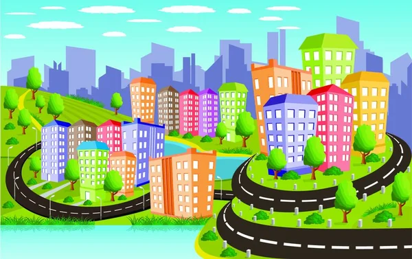 Colorful City Colorful Vector Illustration — Stock Vector