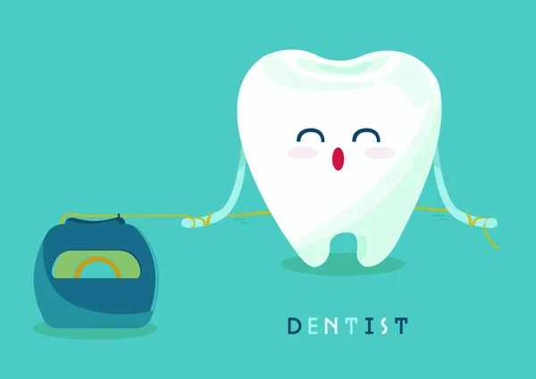 Floss Ilustração Vetor Dentário — Vetor de Stock