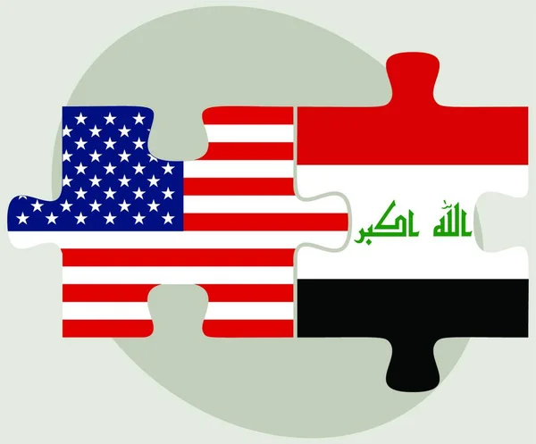 Bandeiras Dos Eua Iraque Quebra Cabeça —  Vetores de Stock