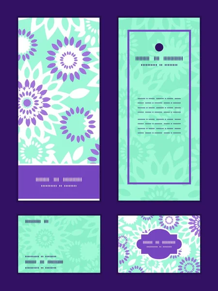 Modèle Cadre Vertical Abstrait Floral Violet Bleu Vectoriel — Image vectorielle