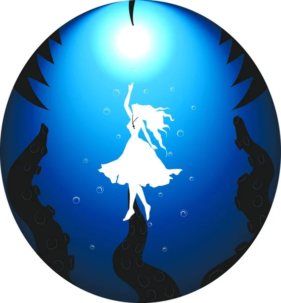 Alice Onderwater Kleurrijke Vector Illustratie — Stockvector