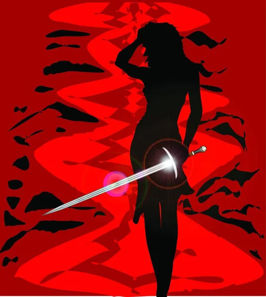 Illustration Vectorielle Femme Épée — Image vectorielle