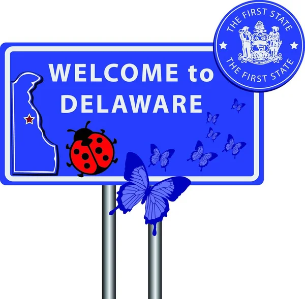 Road Sign Welcome Delaware — Stock Vector