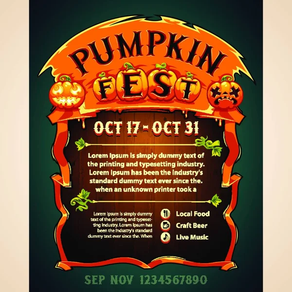 Pumpkin Fest Poster Vector Ilustración — Archivo Imágenes Vectoriales