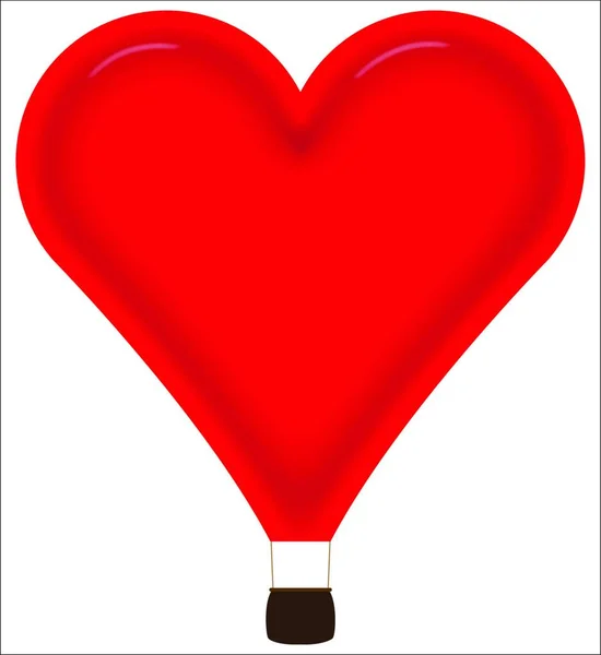 Heart Hot Air Balloon Vector Illustration — 스톡 벡터