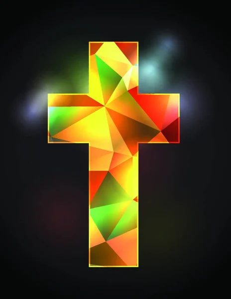Stained Glass Christian Cross Illustration — Stock Vector