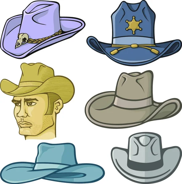 Illustration Cowboy Hats — Stock Vector