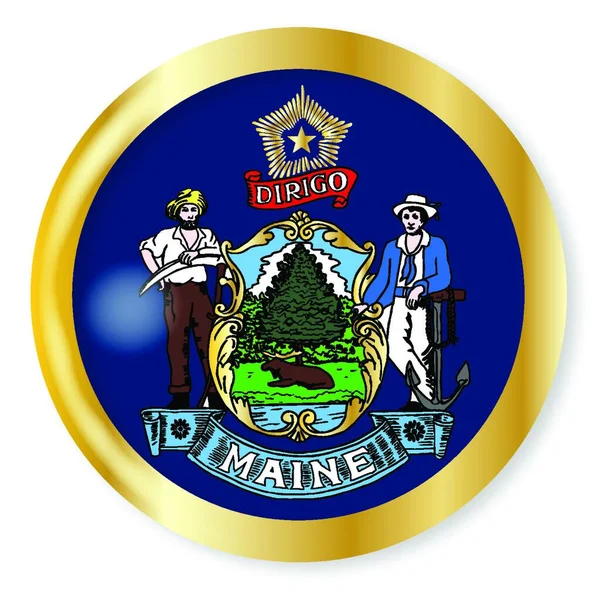 Botón Bandera Maine Vector Ilustración Diseño Simple — Vector de stock