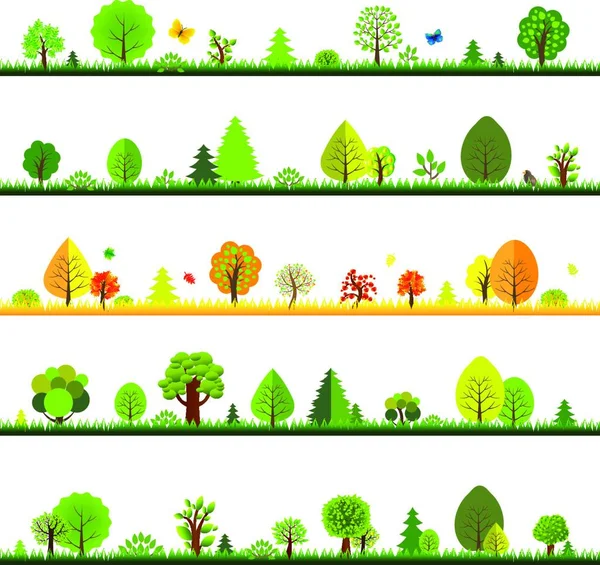 Árvores Fronteiras Ilustração Vetorial Design Simples — Vetor de Stock