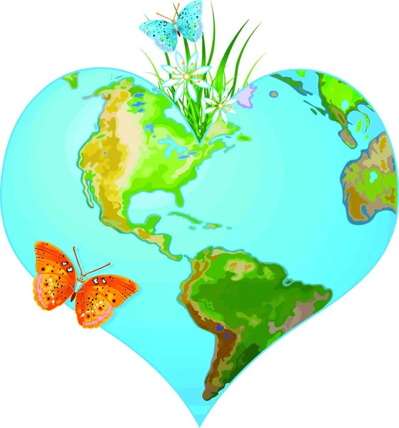 Corazón Tierra Ilustración Vectorial Diseño Simple — Vector de stock