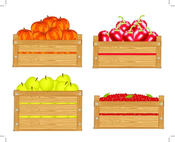 Frutas Cajas Ilustración Vectorial Diseño Simple — Archivo Imágenes Vectoriales