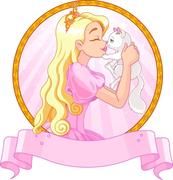 Illustration Der Prinzessin Und Der Katze — Stockvektor