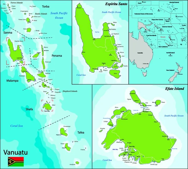 Peta Vanuatu Ilustrasi Vektor Desain Sederhana - Stok Vektor