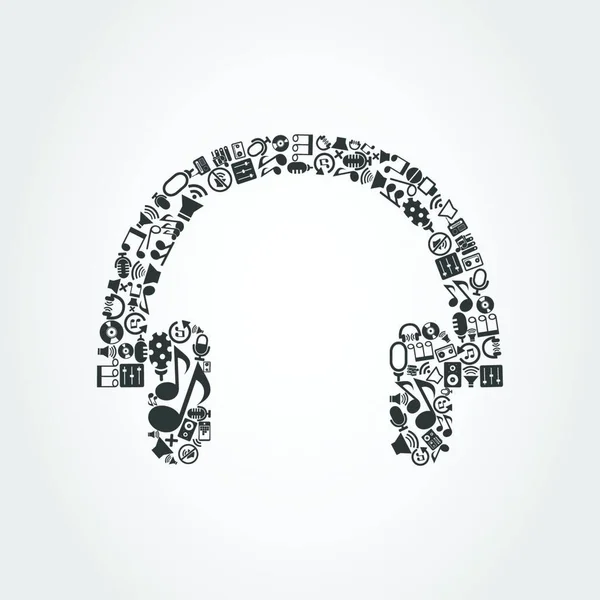 Música Auriculares Ilustración Vectorial Diseño Simple — Vector de stock