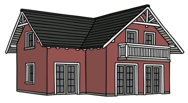 Κόκκινο Σπίτι Διανυσματική Απεικόνιση Απλό Σχέδιο — Διανυσματικό Αρχείο