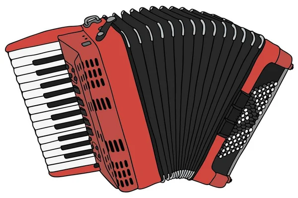 Kırmızı Akordeon Vektör Illüstrasyonu Basit Tasarım — Stok Vektör