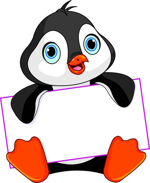 Penguin Σημάδι Διανυσματική Απεικόνιση Απλό Σχέδιο — Διανυσματικό Αρχείο