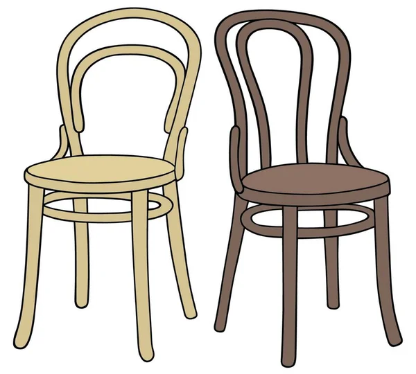 Cadeiras Madeira Clássicas Ilustração Vetorial Design Simples — Vetor de Stock