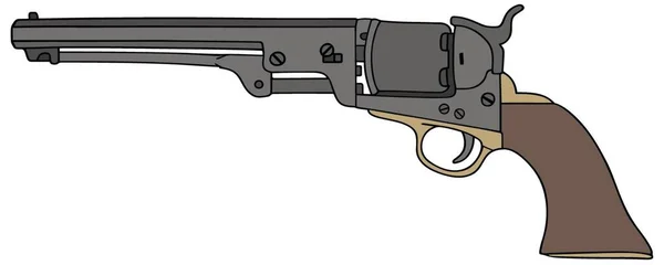 Vecchio Revolver Americano Disegno Semplice Illustrazione Vettoriale — Vettoriale Stock
