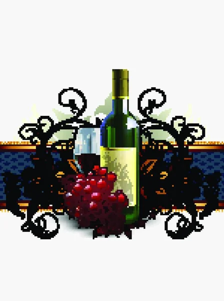 葡萄酒和葡萄 矢量图解简单设计 — 图库矢量图片