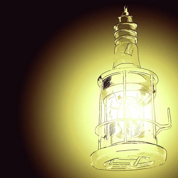 Стара Лампа Векторна Ілюстрація Простий Дизайн — стоковий вектор