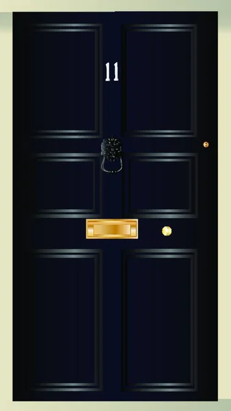 Eleven Downing Street Door Vector Illustration Simple Design — Stock Vector