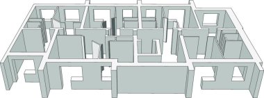 Bina planının bir çizimi. Vektör