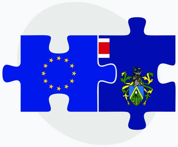Bandiere Dell Unione Europea Delle Isole Pitcairn — Vettoriale Stock