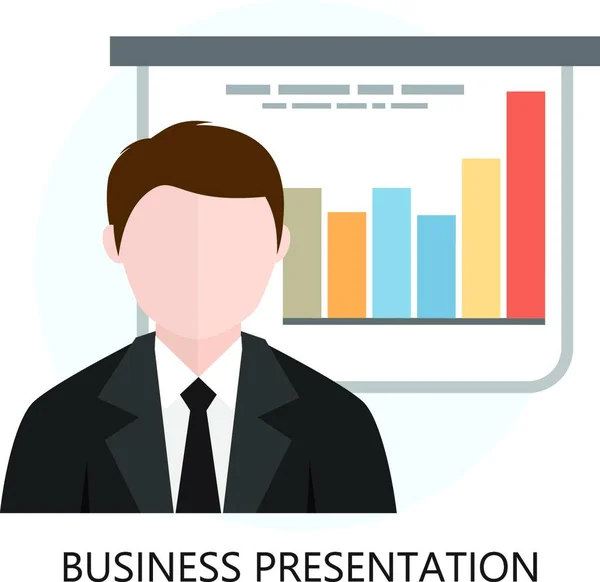 Business Presentation Ikonen Platt Design — Stock vektor