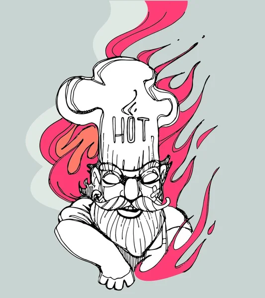 Ілюстрація Шеф Кухаря Вогні — стоковий вектор