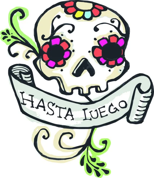 Día Muertos Calavera Mexicana Celebración — Vector de stock