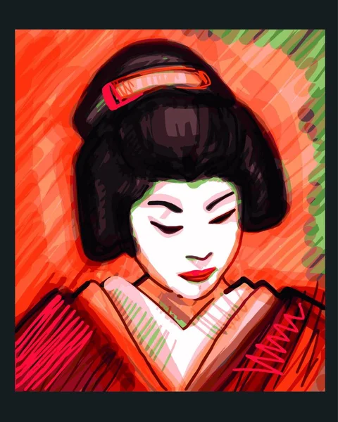 日本传统艺妓图解 — 图库矢量图片