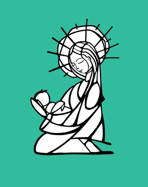 Ilustración Virgen María — Archivo Imágenes Vectoriales