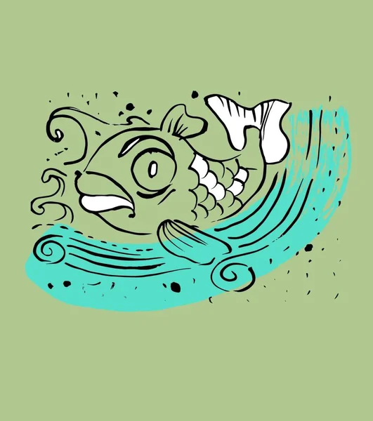 Illustration Des Wütenden Fisches — Stockvektor