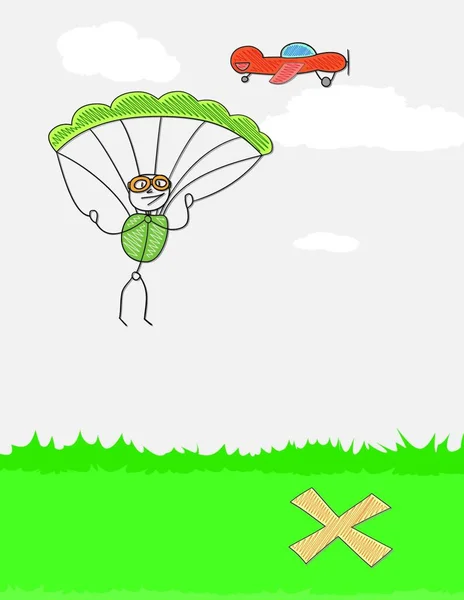 Illustration Parachutiste Avion — Image vectorielle