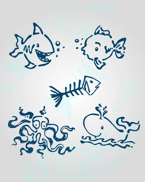 ベクトル海の動物のイラスト — ストックベクタ