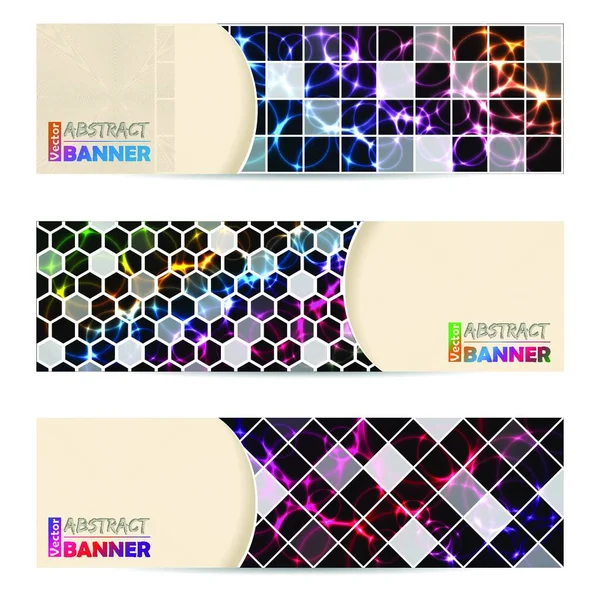 Cool Banner Instellen Met Abstracte Laser Plasma Achtergrond — Stockvector