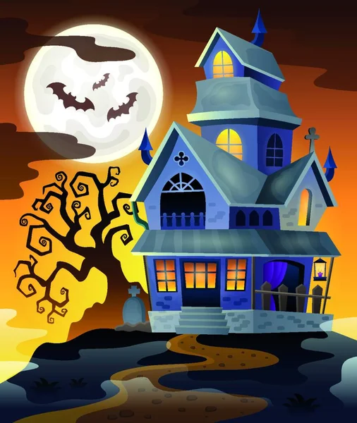 Haunted House Thematics Graphic Vector Illustration — Stock Vector