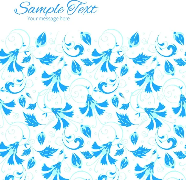 ベクトルダークブルートルコ花の水平フレームシームレスパターン — ストックベクタ