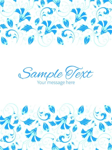 Bleu Foncé Turque Floral Vertical Double Bordure Cadre — Image vectorielle