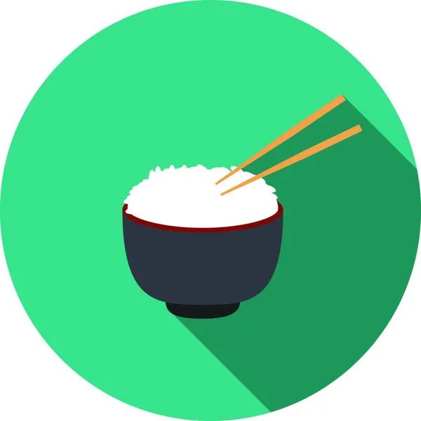 Mangkuk Nasi Dengan Sepasang Sumpit Grafik Vektor Ilustrasi - Stok Vektor