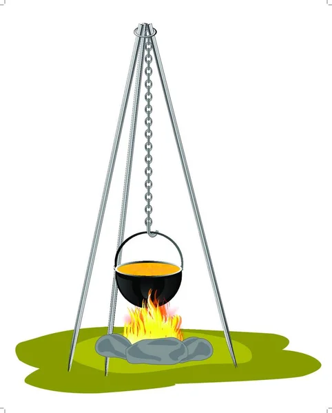 Simple Web Icon Campfire Cooking — Stock Vector