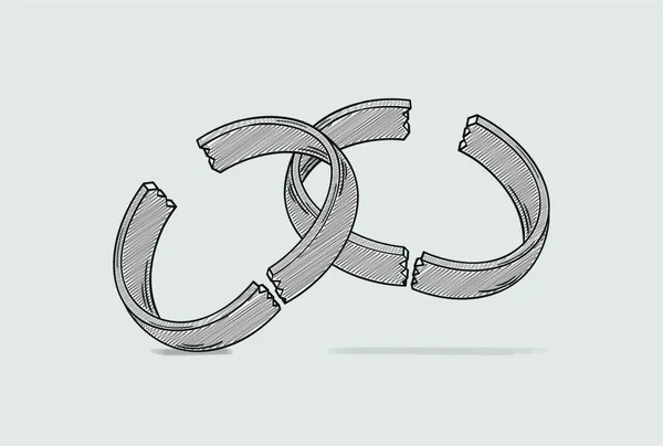 Illustration Broken Ring Divorce — Stock Vector