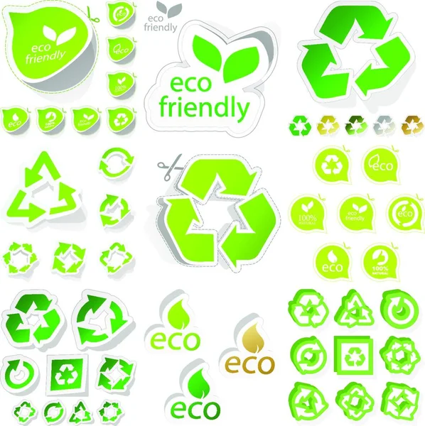 Ensemble Icônes Écologie Recyclage — Image vectorielle