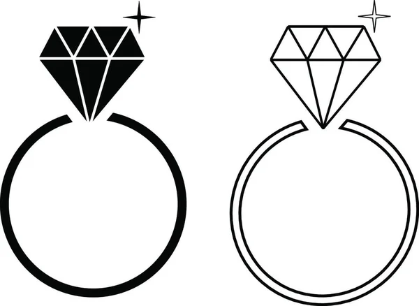 ダイヤモンドエンゲージメントリングのイラスト — ストックベクタ